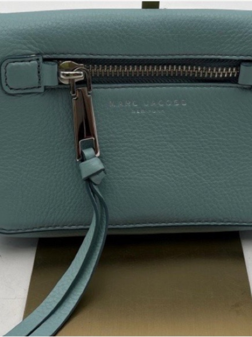 Marc Jacobs Dusty Teal Leather Mini Crossbody with Tassel